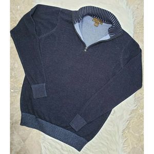 PRONTO UOMO BLUE Small Navy 1/4 Zip L/S Sweater